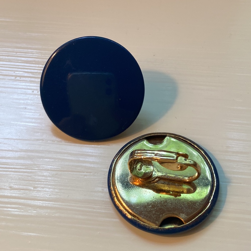 Navy Blue Vintage Clip On Earrings